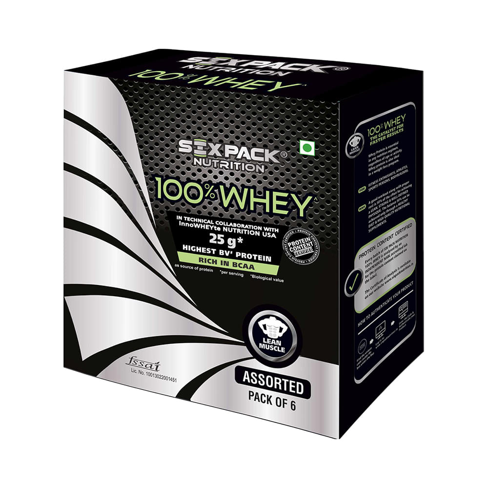 Sixpack Nutrition 100% Whey Sachet (32gm Each) Assorted - Image 1