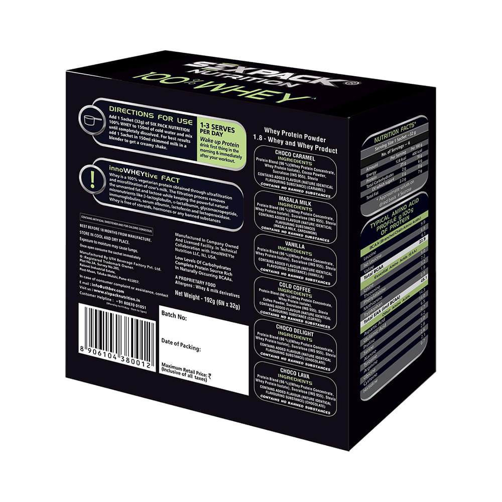 Sixpack Nutrition 100% Whey Sachet (32gm Each) Assorted - Image 3