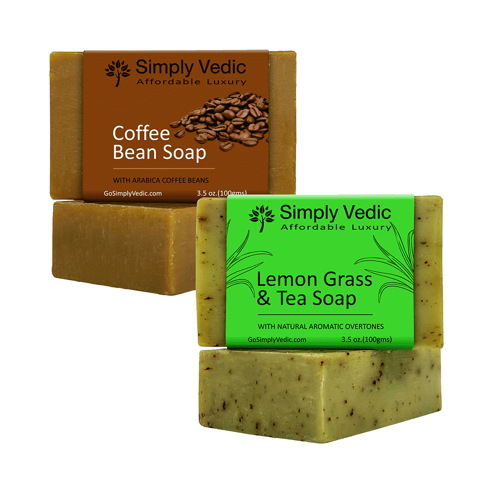 Simply Vedic Combo Pack of Affordable & Luxury Soap (100gm Each) Coffee Bean & Lemongrass and Tea - Image 1