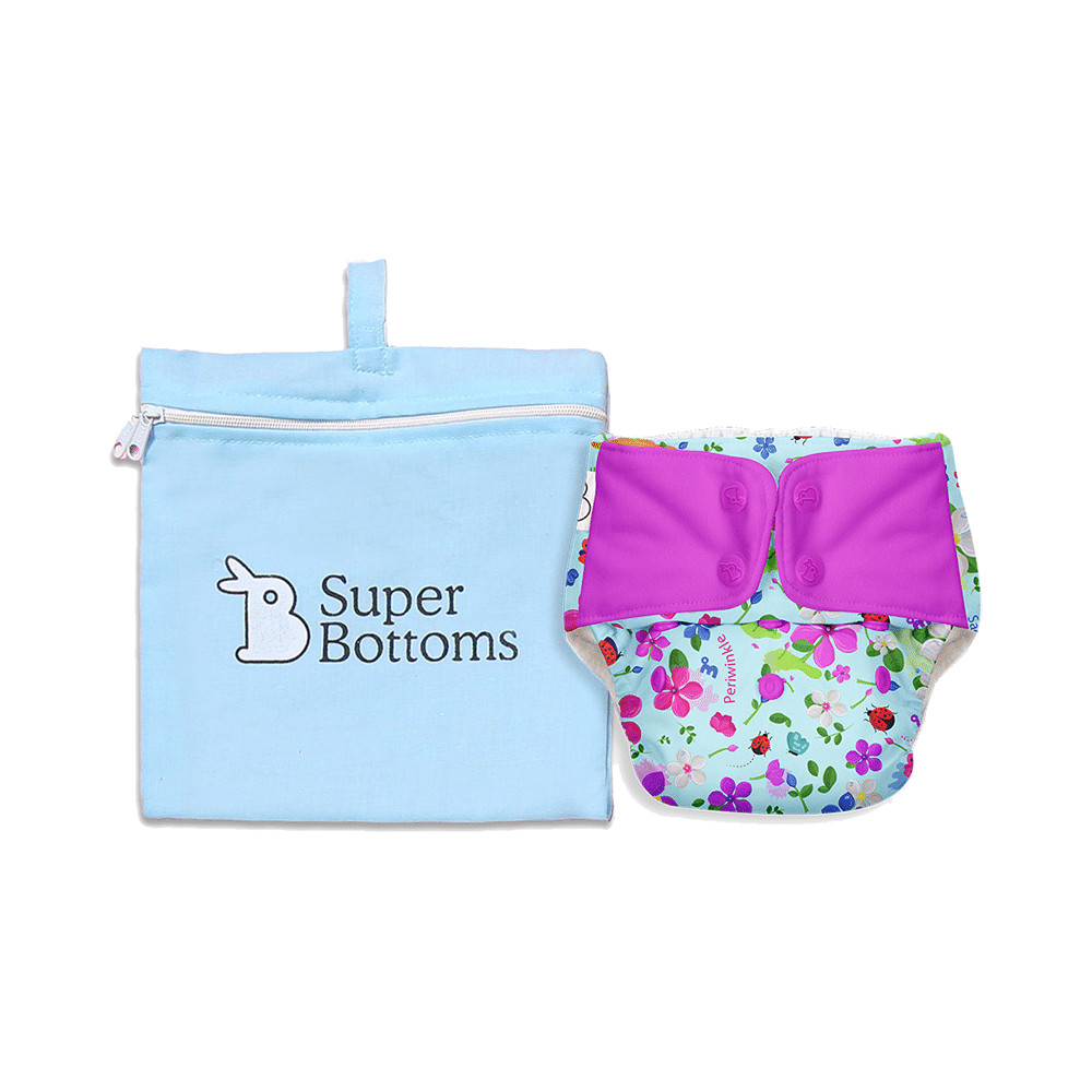 Superbottoms UNO Washable & Reusable Adjustable Cloth Diaper with Dry Feel Pads Set Free Size Periwinkle - Image 1