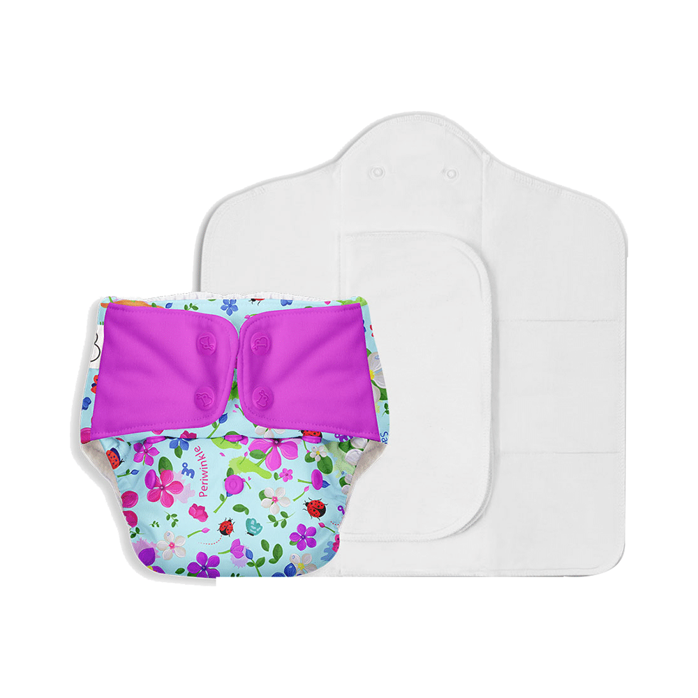 Superbottoms UNO Washable & Reusable Adjustable Cloth Diaper with Dry Feel Pads Set Free Size Periwinkle - Image 4