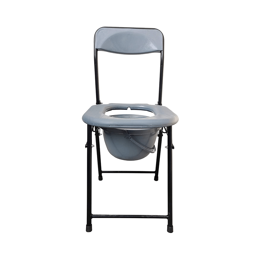 Fidelis Healthcare CC4 Portable Foldable Commode Chair & Bathing Chair with Backrest with Pot O Shape