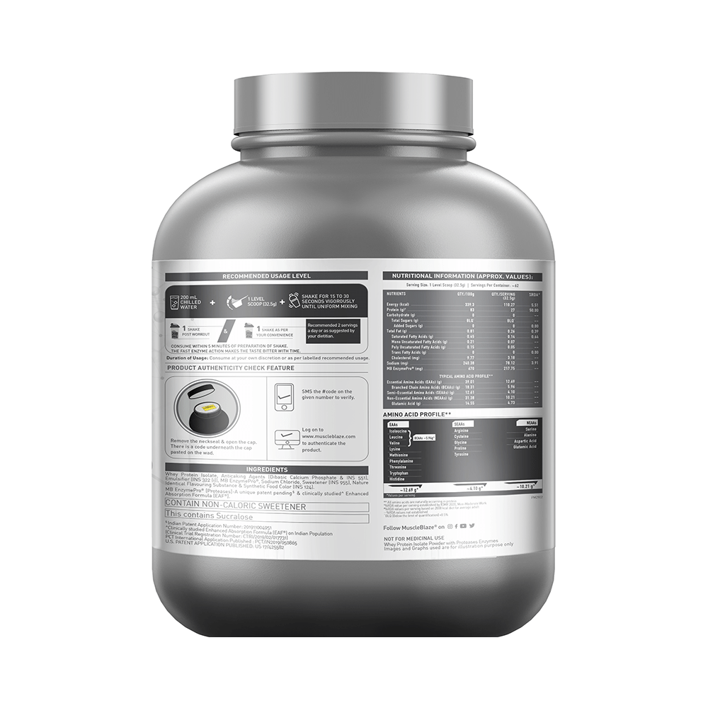 MuscleBlaze Strawberry Flavour | Iso-Zero Isolate for Muscle Gain | With Zero Carbs | Improves Protein Absorption by 50% - Image 6