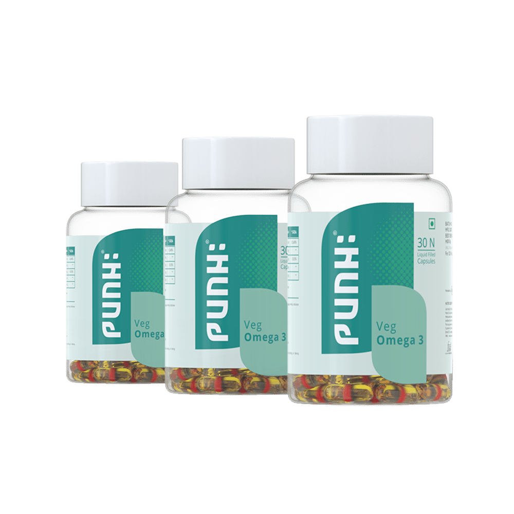 Punh Veg Omega 3 Capsules with Veg Pure DHA 200 mg | Algae Oil | For Immunity, joints, Brain & Heart Health (30 Each) - Image 2