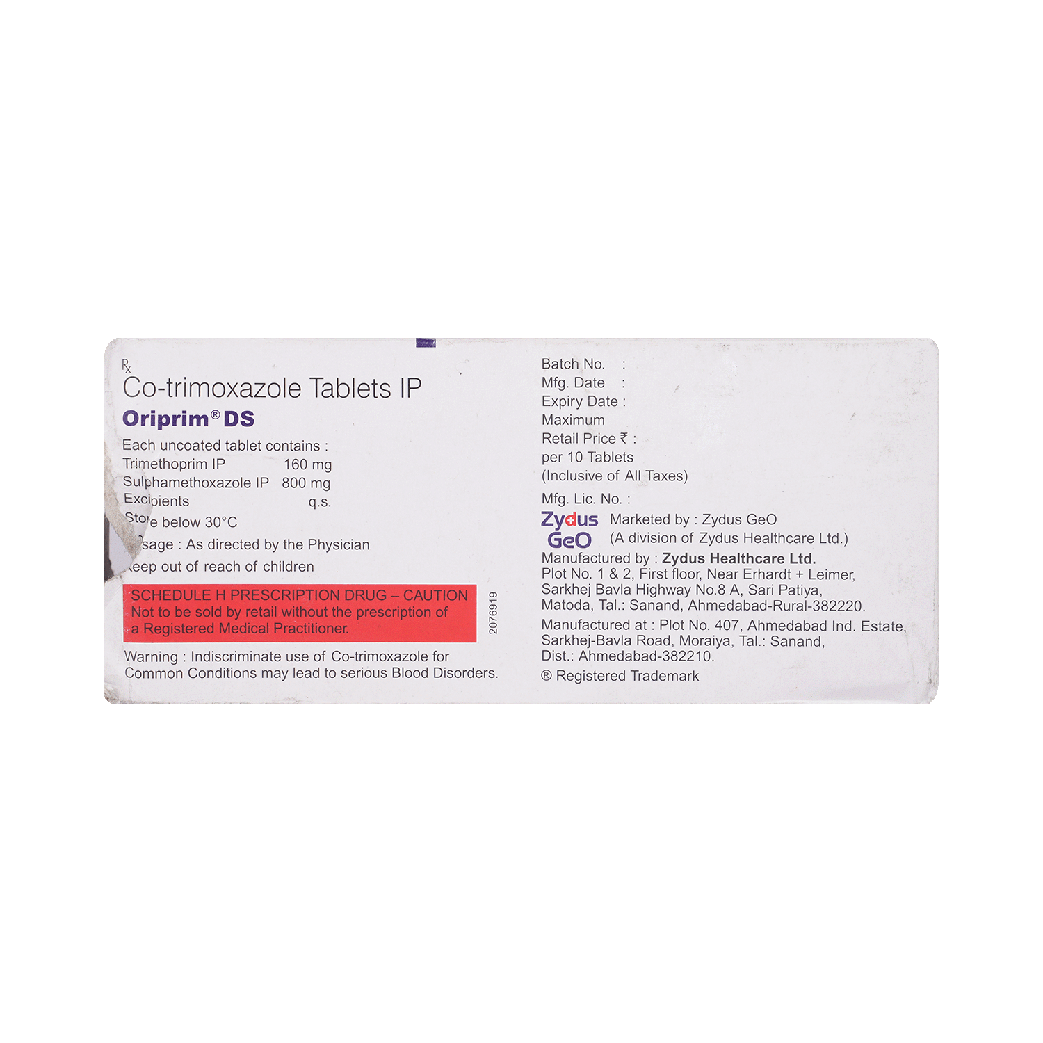 Oriprim DS 800mg/160mg Tablet - Image 4