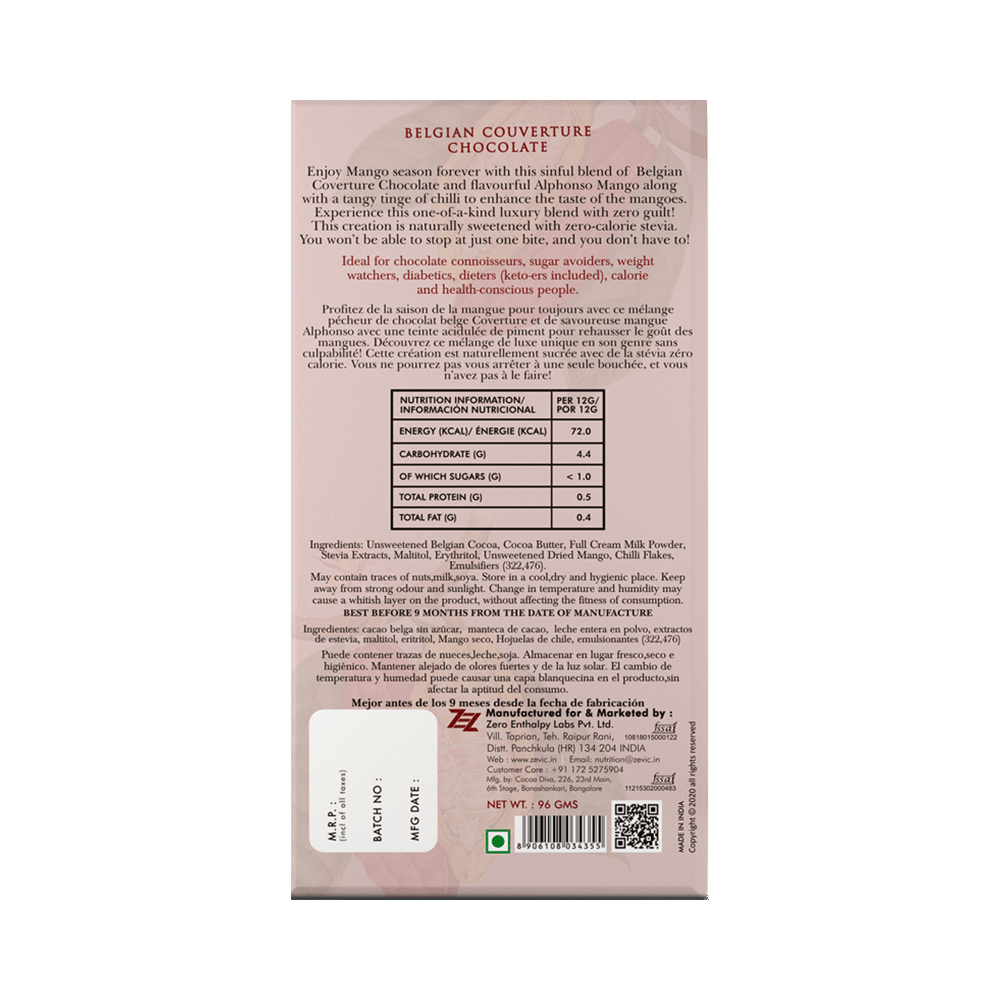Zevic Belgian Couverture Chocolate | with Alphonso & Chilli - Image 2