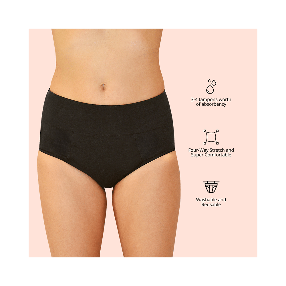 QNIX High Cut Period Underwear Large Black - Image 3