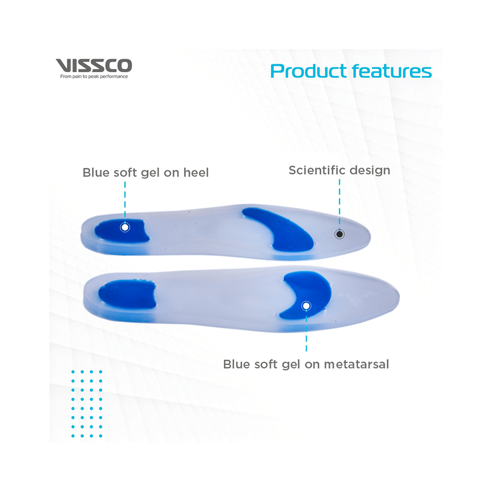 Vissco Foot Support Silicone Insoles Used for Foot Pain Relief, Walking, Sports Running Small Grey - Image 3