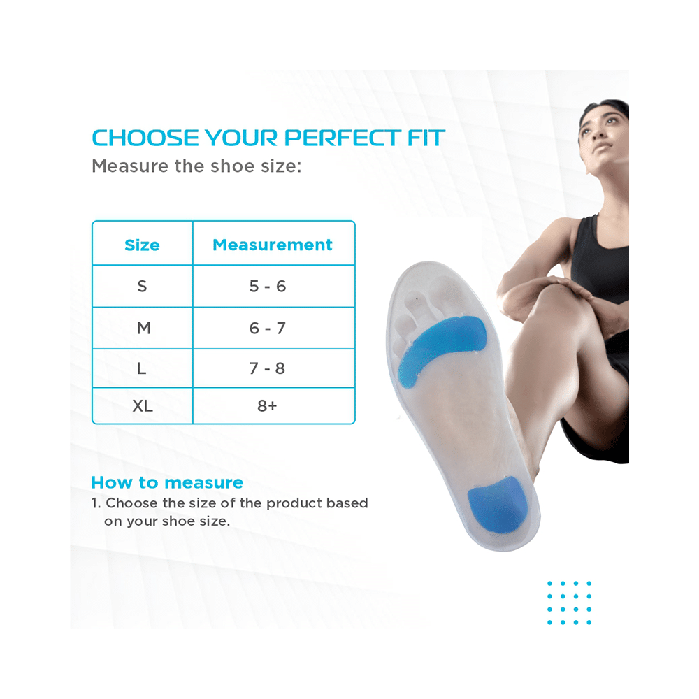 Vissco Foot Support Silicone Insoles Used for Foot Pain Relief, Walking, Sports Running Small Grey - Image 2