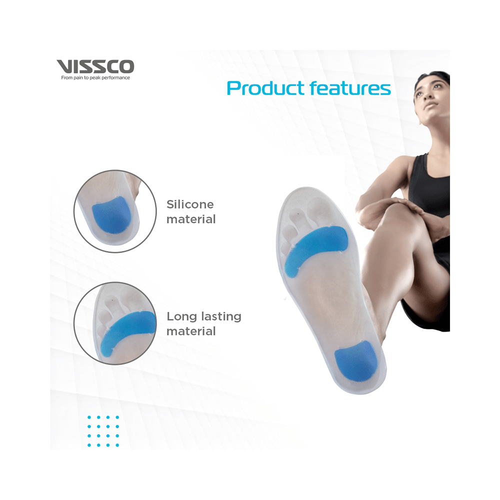 Vissco Foot Support Silicone Insoles Used for Foot Pain Relief, Walking, Sports Running Small Grey - Image 4
