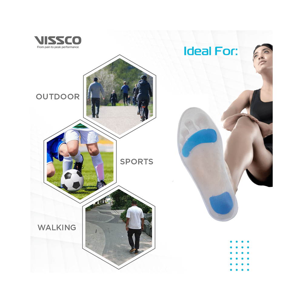 Vissco Foot Support Silicone Insoles Used for Foot Pain Relief, Walking, Sports Running Small Grey - Image 5
