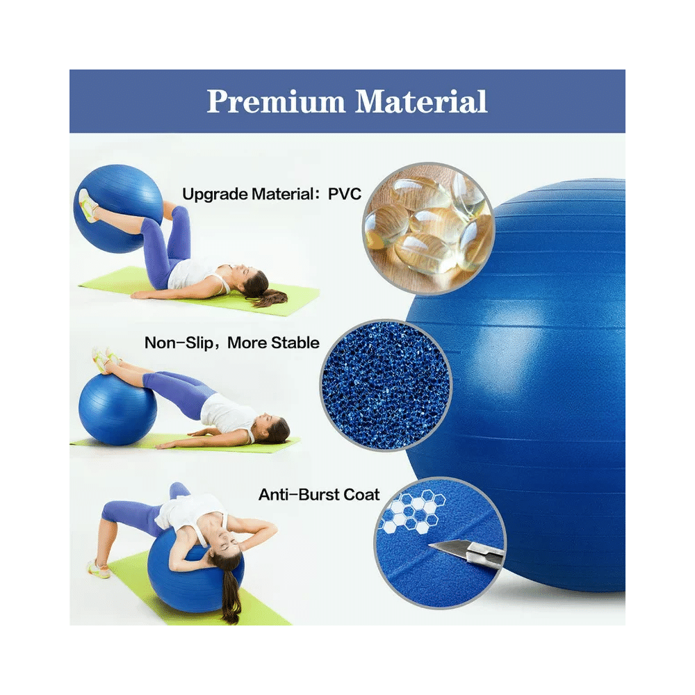 Healthtrek Anti Burst Gym/Yoga/Exercise/Swiss Ball 75cm Blue - Image 4