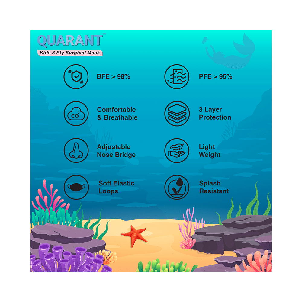 Quarant Kids 3 Ply Surgical Mask Princess Mermaid Design - Image 2