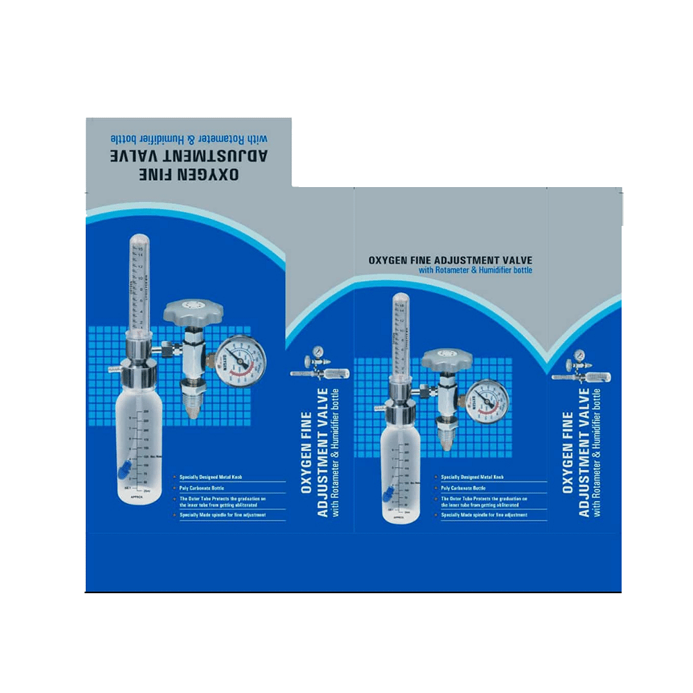 PHS Oxygen Fine Adjustment Valve with Rotameter & Humidifier Bottle - Image 2