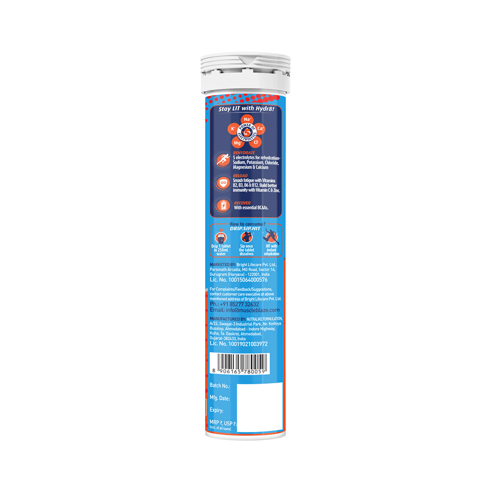 Muscleblaze MB Fuel One Sports Hydr8 Rehydration Formula Effervescent Tablet (20 Each) Zesty Orange - Image 2
