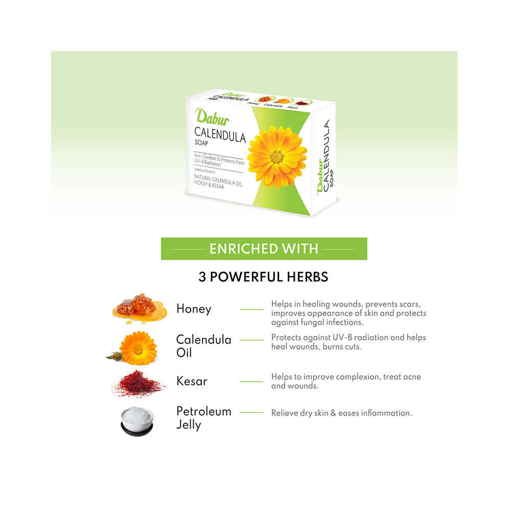 Dabur Calendula Soap | for Skin Whitening, Acne Control | Anti Ageing, Anti Fungal Soap - Image 8