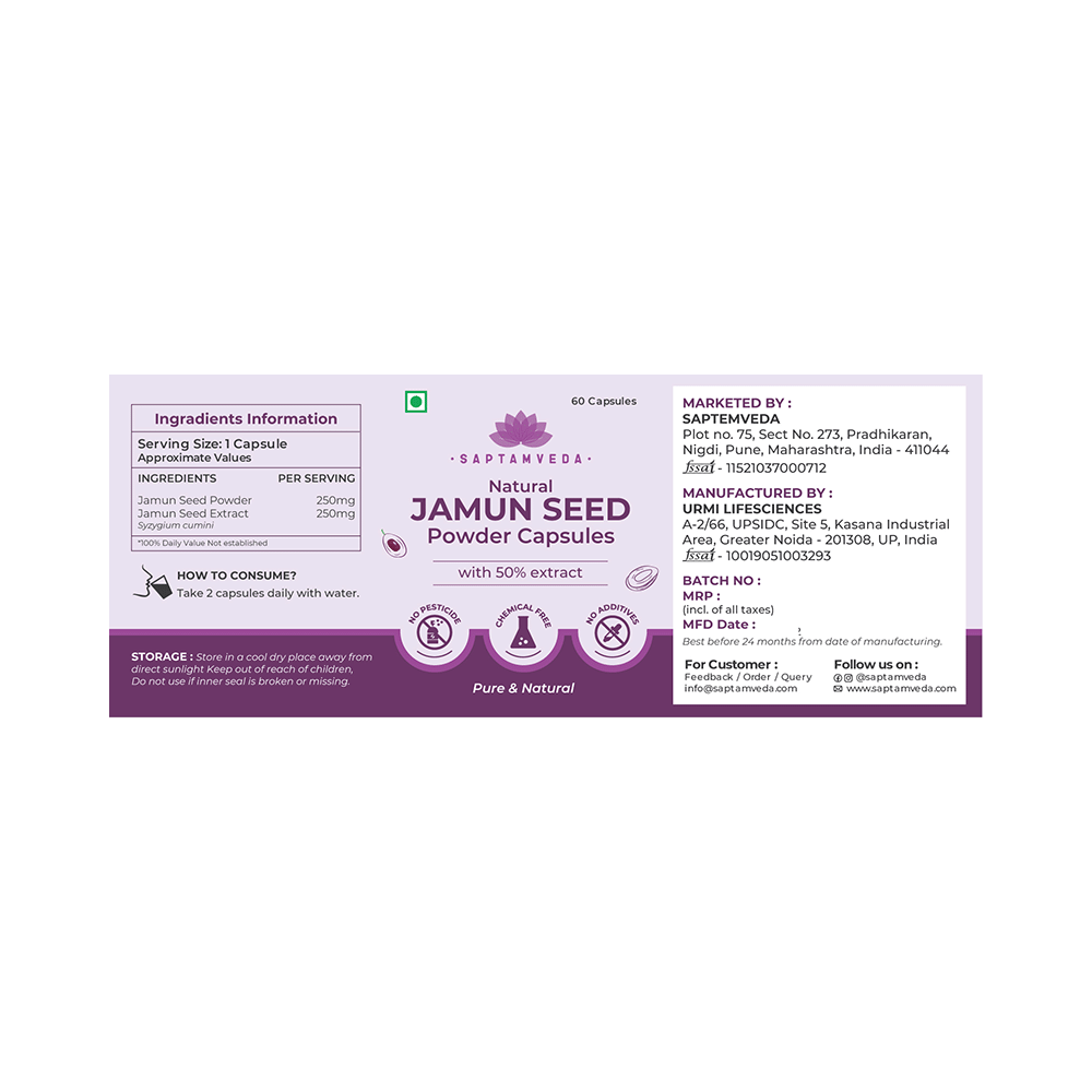 Saptamveda Natural Jamun Seed Powder Capsule - Image 7