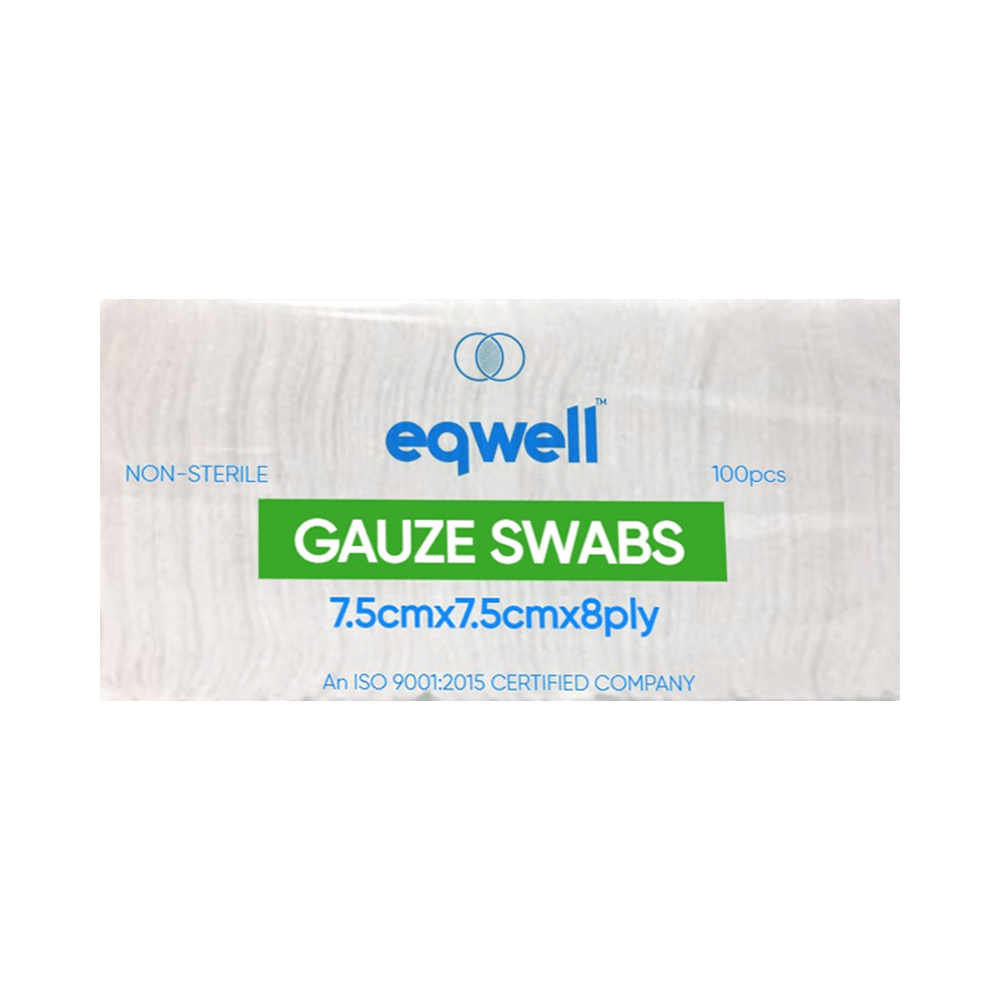 Eqwell Non-Sterile Gauze Swabs 7.5cm x 7.5cm x 8ply - Image 1