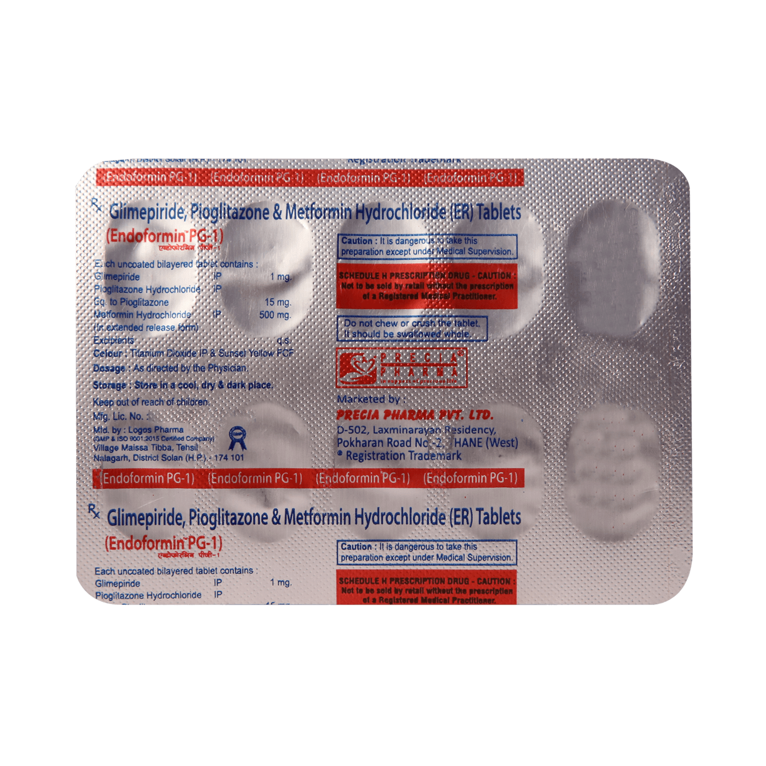 Endoformin PG 1mg/500mg/15mg Tablet SR - Image 3