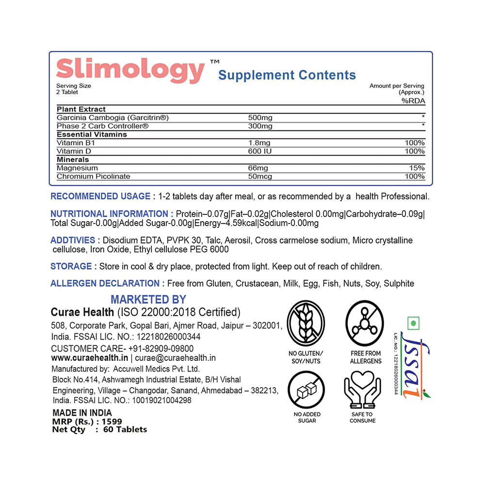 Curae Health & Lifestyle Slimology Weight Management Tablet - Image 6