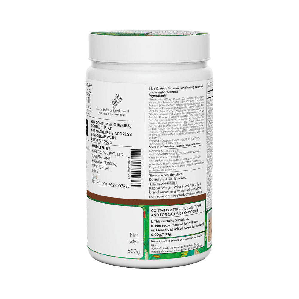 Kapiva Weight Wise Foods Slim Shake Weight Control with High Protein & High Fibre | Flavour Chocolate - Image 4