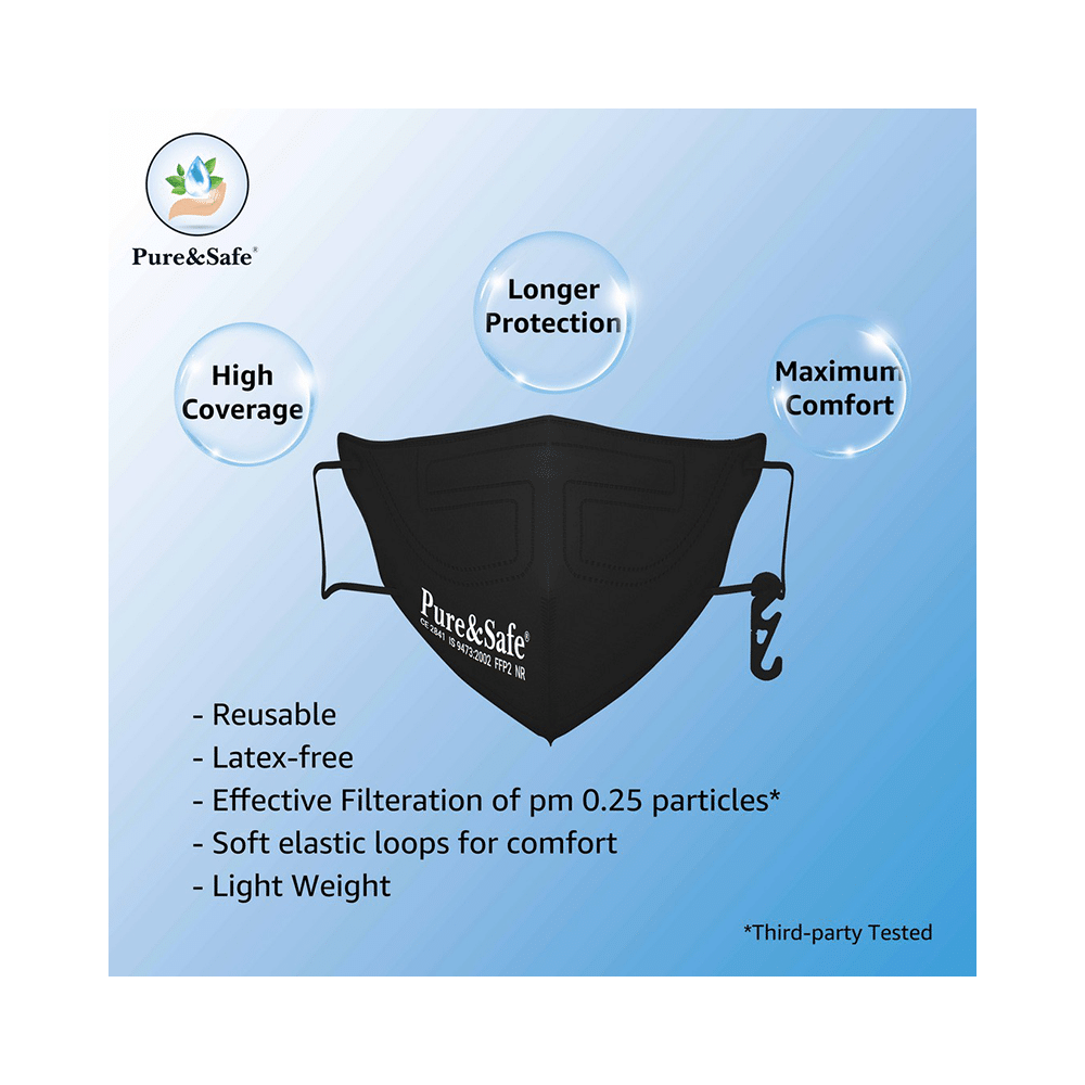Pure & Safe Fusion Flo 5 Layer Filteration N95 Mask Black - Image 4
