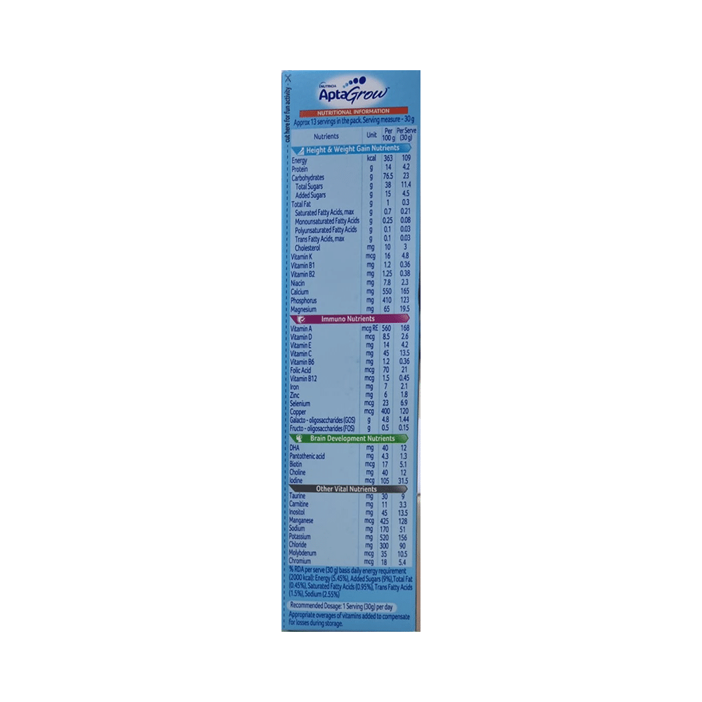 AptaGrow for Kids 3+ Years | With Vitamins, Minerals & Vital Nutrients | Supports Growth, Immunity & Brain Development | Flavour Chocolate | Nutritional Support - Image 3