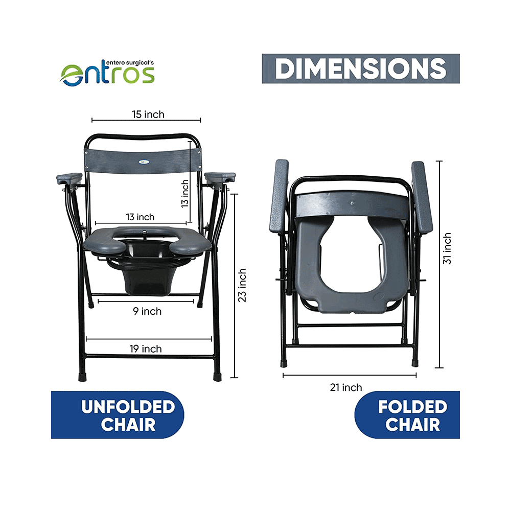 Entros EHS-C779B Commode Chair Front Cut - Image 6