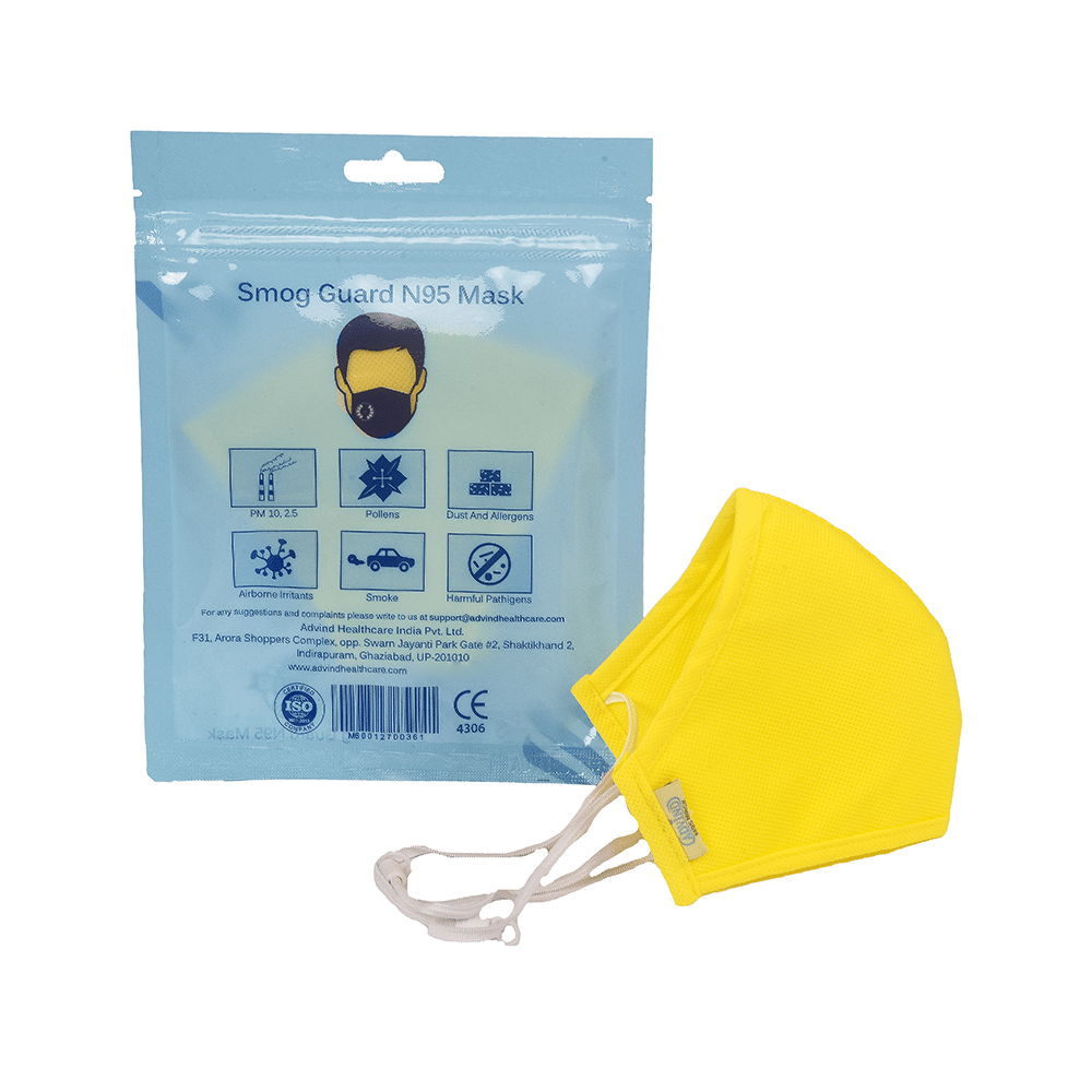 Advind Healthcare Smog Guard N95 Kids Mask without Valve XS 3-5 Years Yellow - Image 2