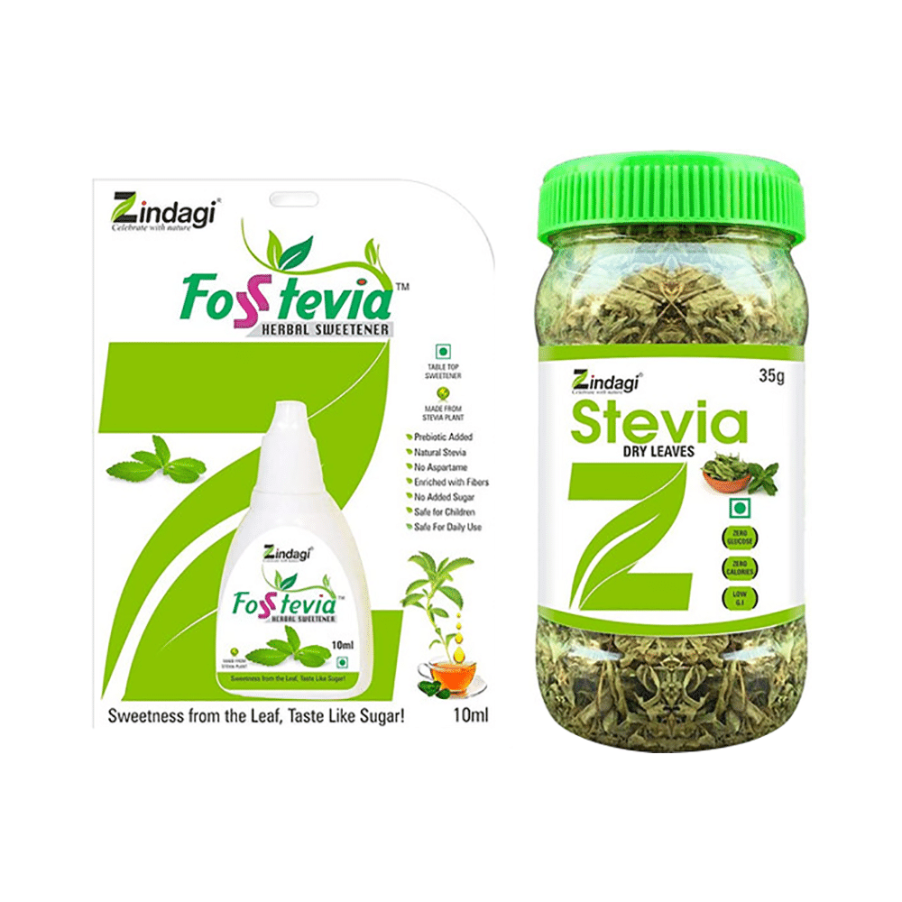 Zindagi Combo Pack of Stevia Liquid (10ml) & Stevia Dry Leaves (35gm) - Image 1