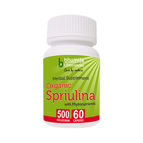 Bhumija Lifesciences Organic Spriulina 500mg Capsule - Image 1