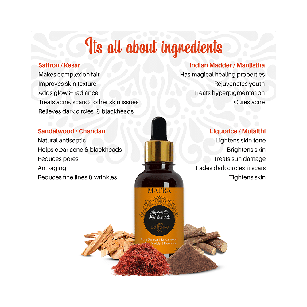 Matra Ayurvedic Kumkumadi Skin Lightening Oil - Image 3