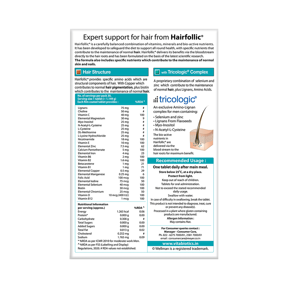 Wellman Hairfollic Hair Supplement Tablet - Image 2