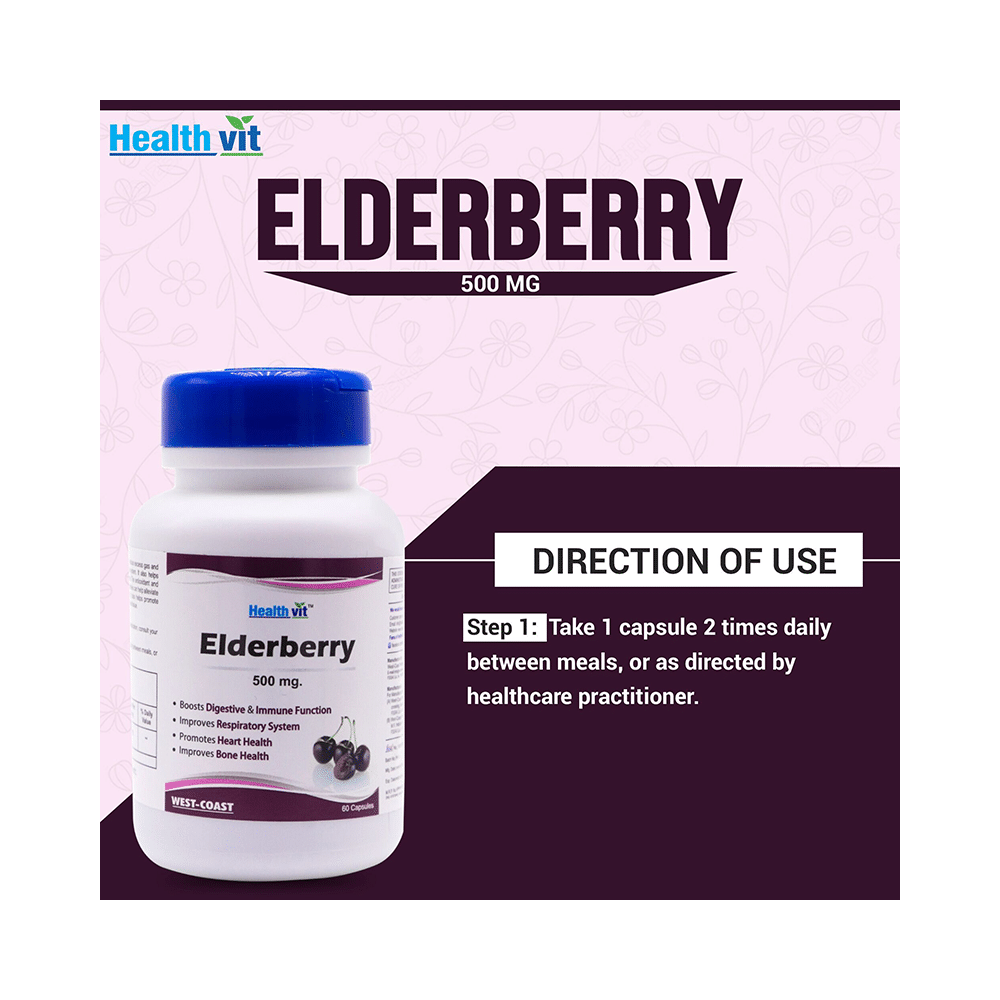 HealthVit Elderberry 500mg Capsule - Image 6