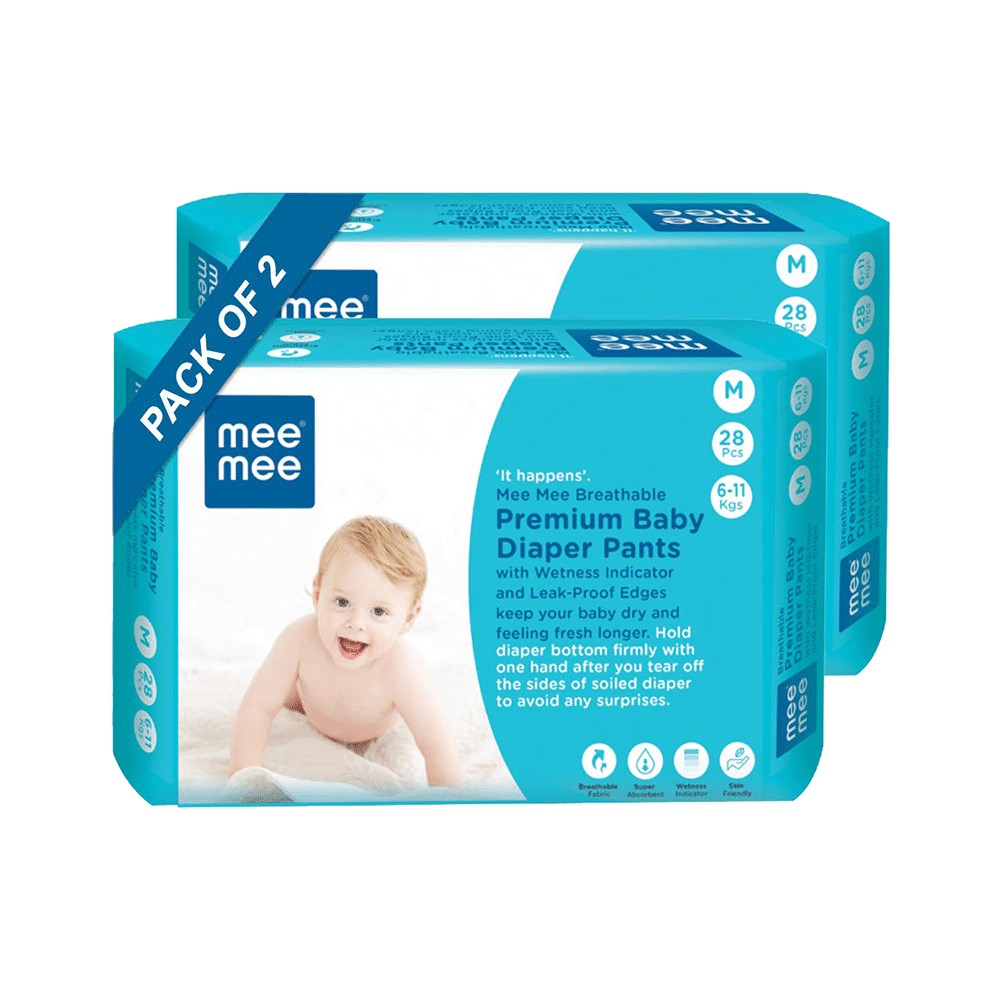 Mee Mee Breathable Premium Baby Diaper Pants with Wetness Indicator (28 Each) Medium - Image 1