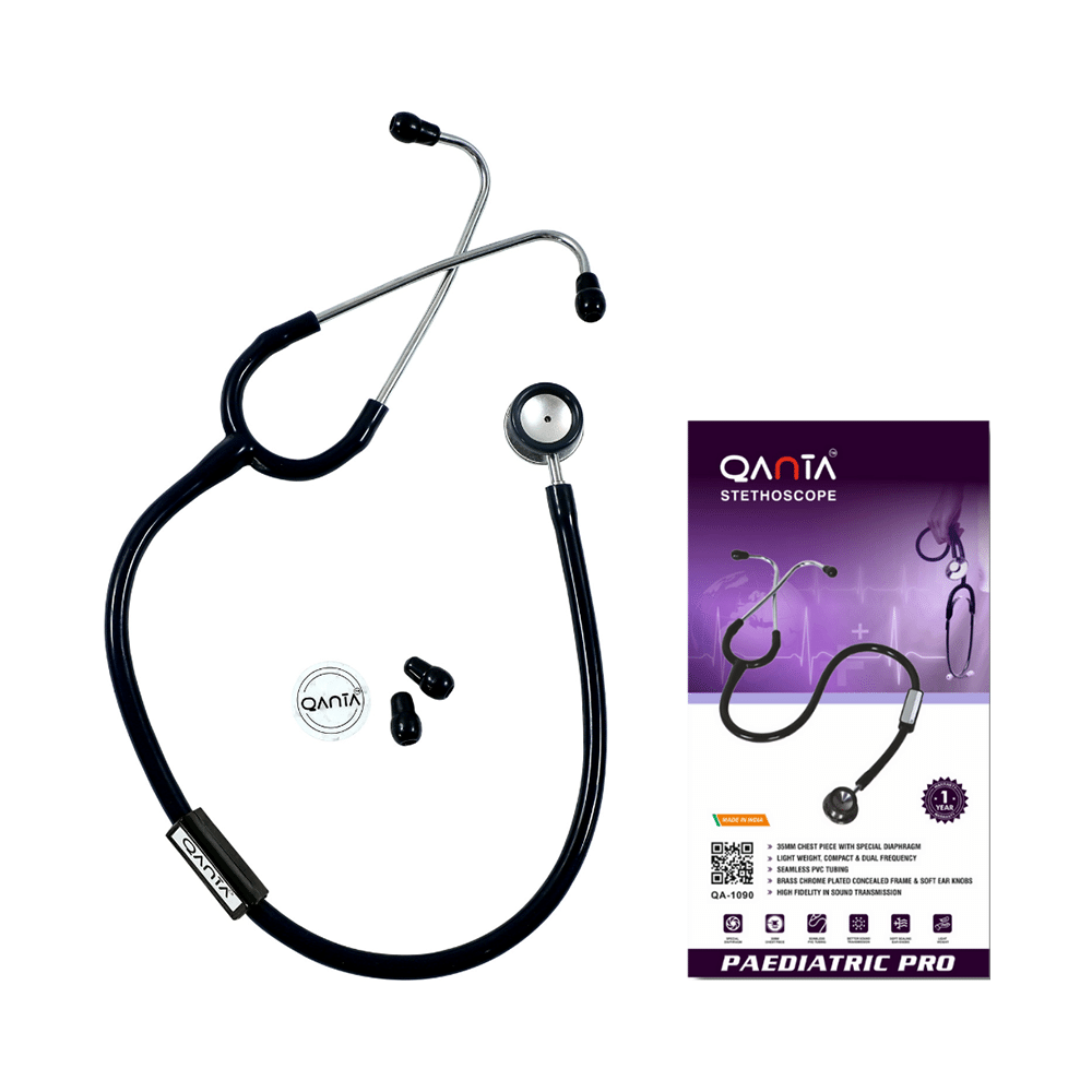Qanta QA-1090 Paediatric Pro AL Pediatric Stethoscope With Aluminium Anodized Chest Piece Black - Image 1