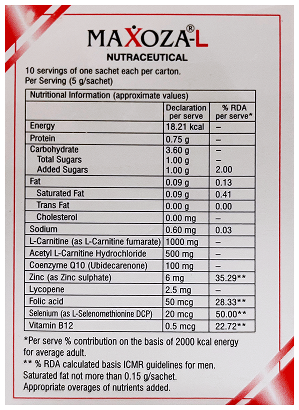 Maxoza-L Nutraceutical Powder with Amino Acids, Vitamins, Minerals & Lycopene | For Men - Image 2