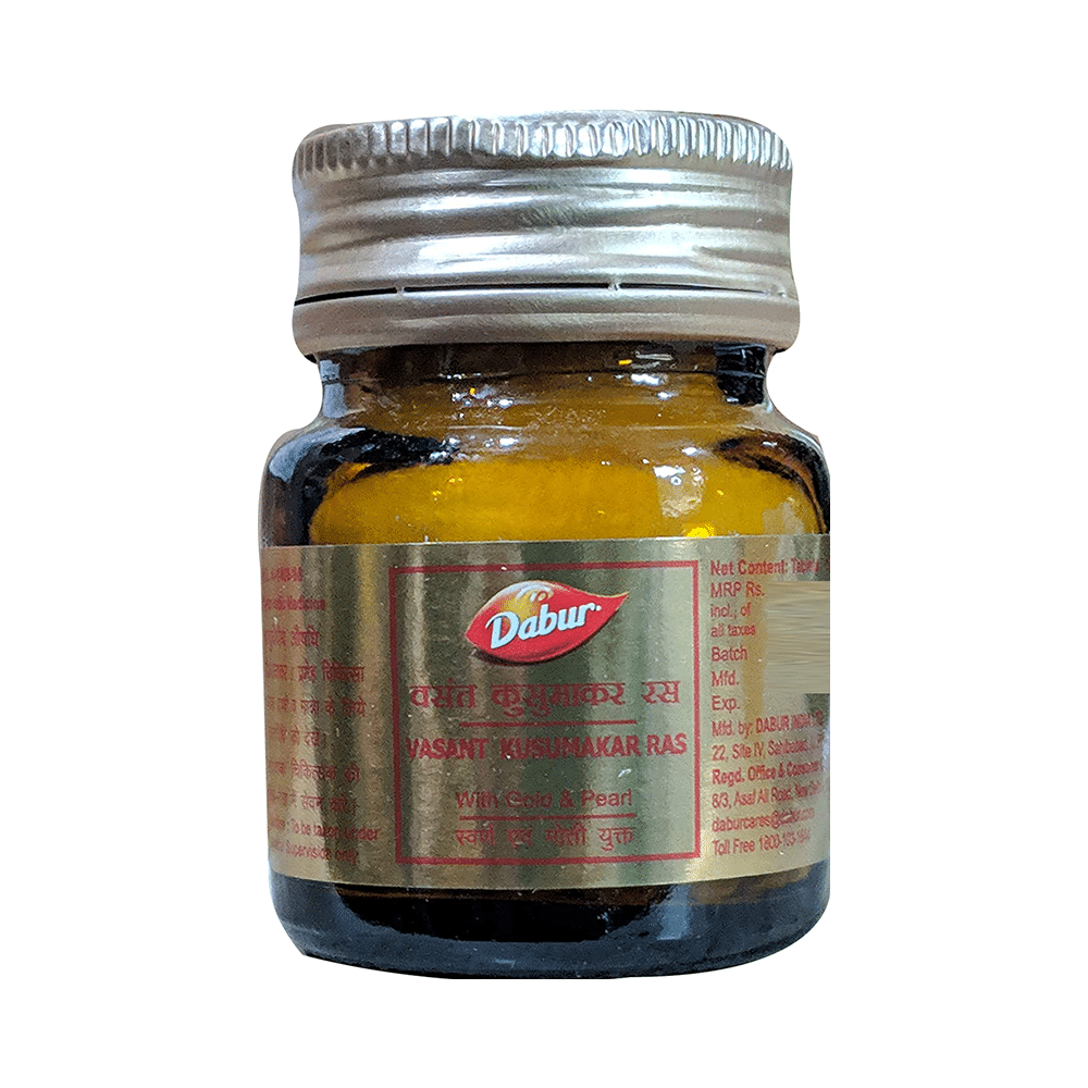 Dabur Vasant Kusumakar Ras with Gold & Pearl Tablet | For General Weakness, Heart Health, Immunity & Antioxidant Support - Image 2