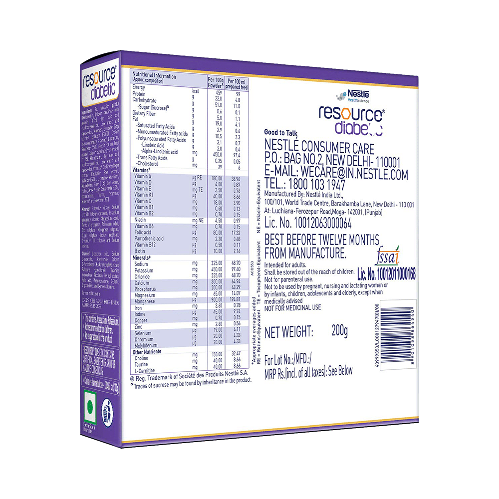 Nestle Resource Diabetic Supplement With Protein, Fibre & Low GI | Flavour Vanilla Powder - Image 2