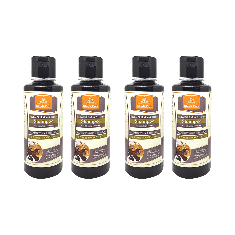Khadi Pure Herbal Shikakai & Honey Shampoo (210ml Each) SLS & Paraben Free