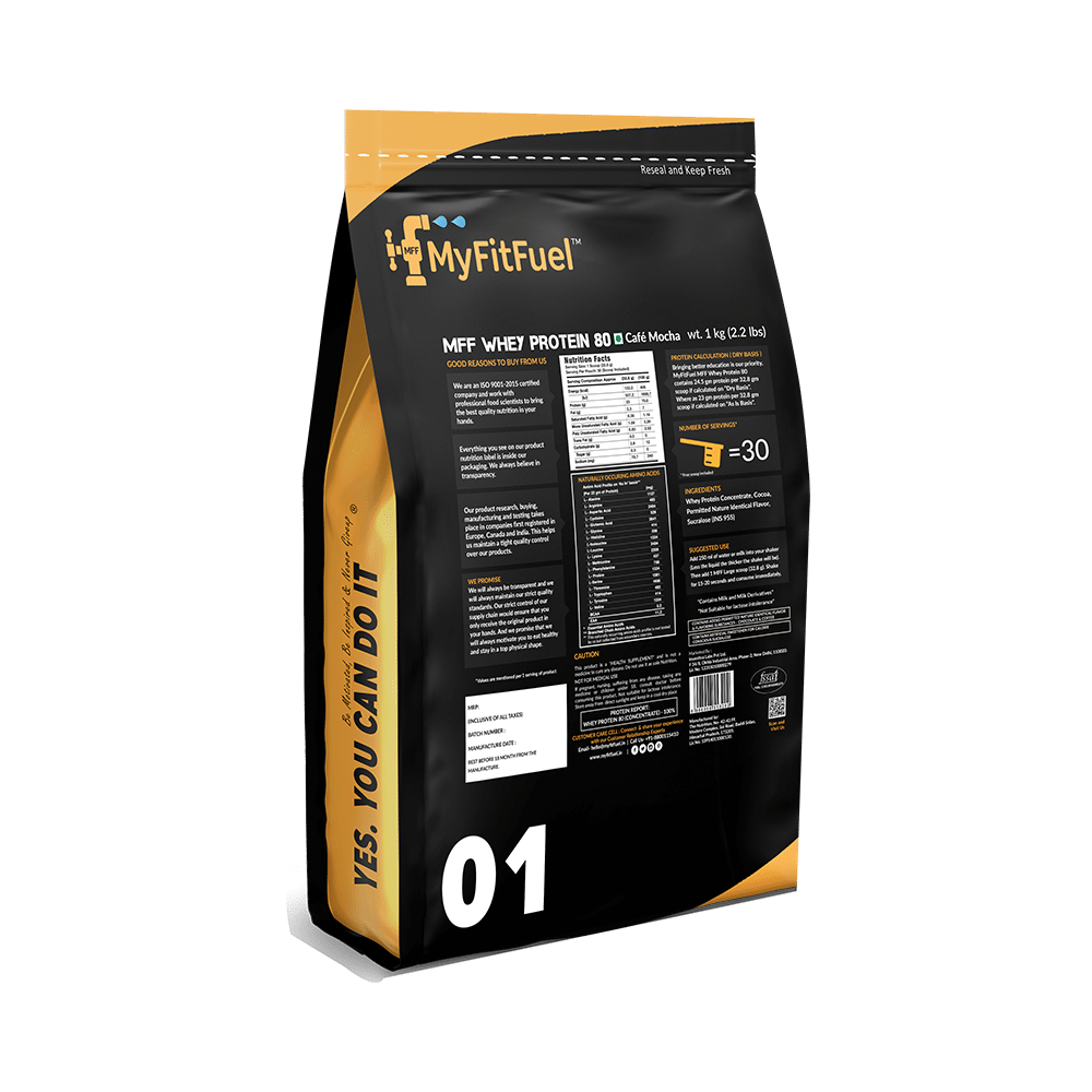 MyFitFuel Whey Protein 80 with Glutamic Acid for Muscle Recovery | Flavour Cafe Mocha - Image 2