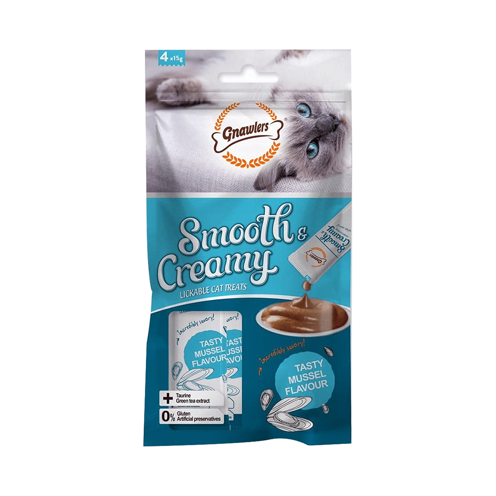 Gnawlers Smooth & Creamy Lickable Cat Treat (4Each) Tasty Mussel - Image 1
