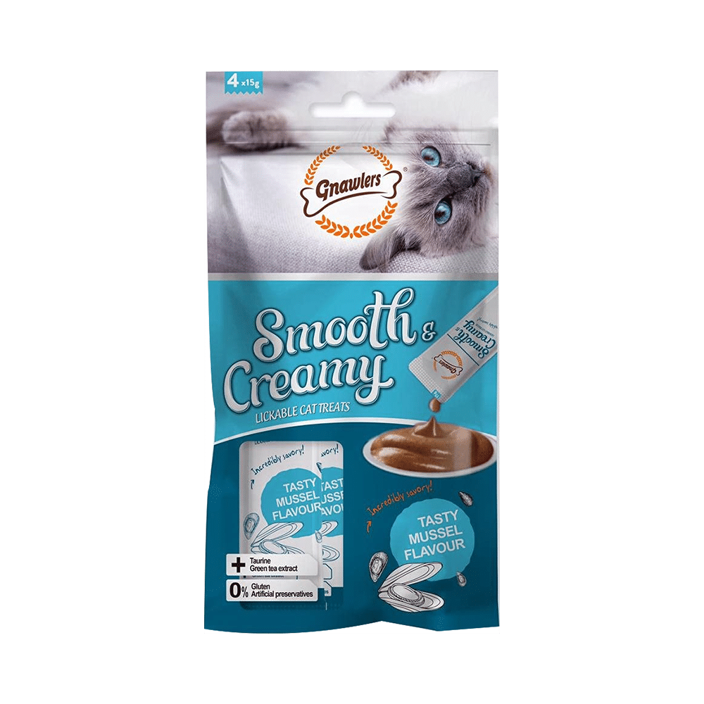 Gnawlers Smooth & Creamy Lickable Cat Treat (4Each) Tasty Mussel - Image 2
