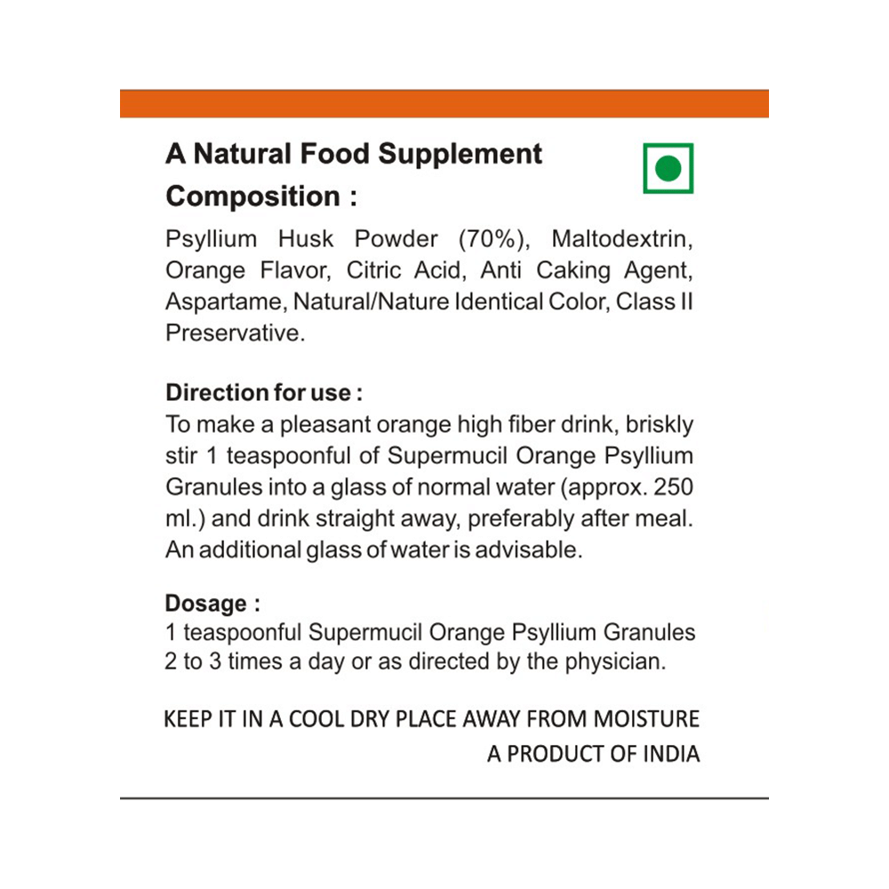 Supermucil Psyllium Husk Granules Orange Sugar Free - Image 3