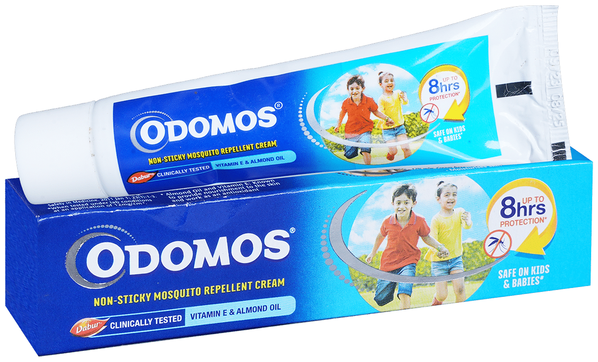 Odomos Non-Sticky Mosquito Repellent Cream with Vitamin E & Almond Oil - Image 1