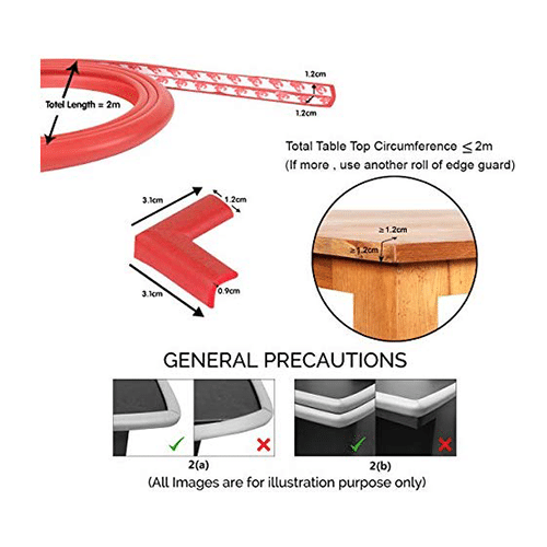 Safe-O-Kid Unique High Density L-Shaped 2mtr Long Mini 2 Edge Guard with 8 Corner Cushions Red - Image 4