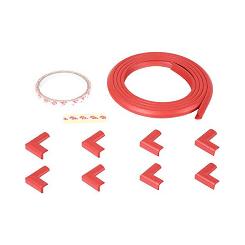 Safe-O-Kid Unique High Density L-Shaped 2mtr Long Mini 2 Edge Guard with 8 Corner Cushions Red
