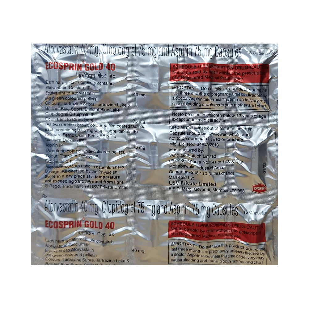 Ecosprin Gold 40 Capsule - Image 4