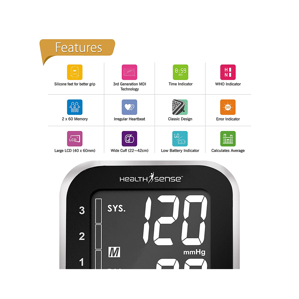 Health Sense Heart Mate BP 300 Digital BP Monitor Black - Image 6