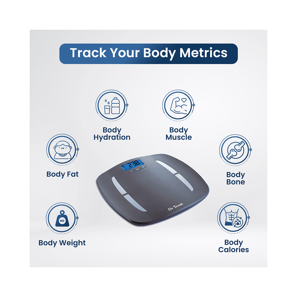 Dr Trust USA Abs Fitness Body Composition Monitor Fat Analyzer and Weighing Scale Grey - Image 7